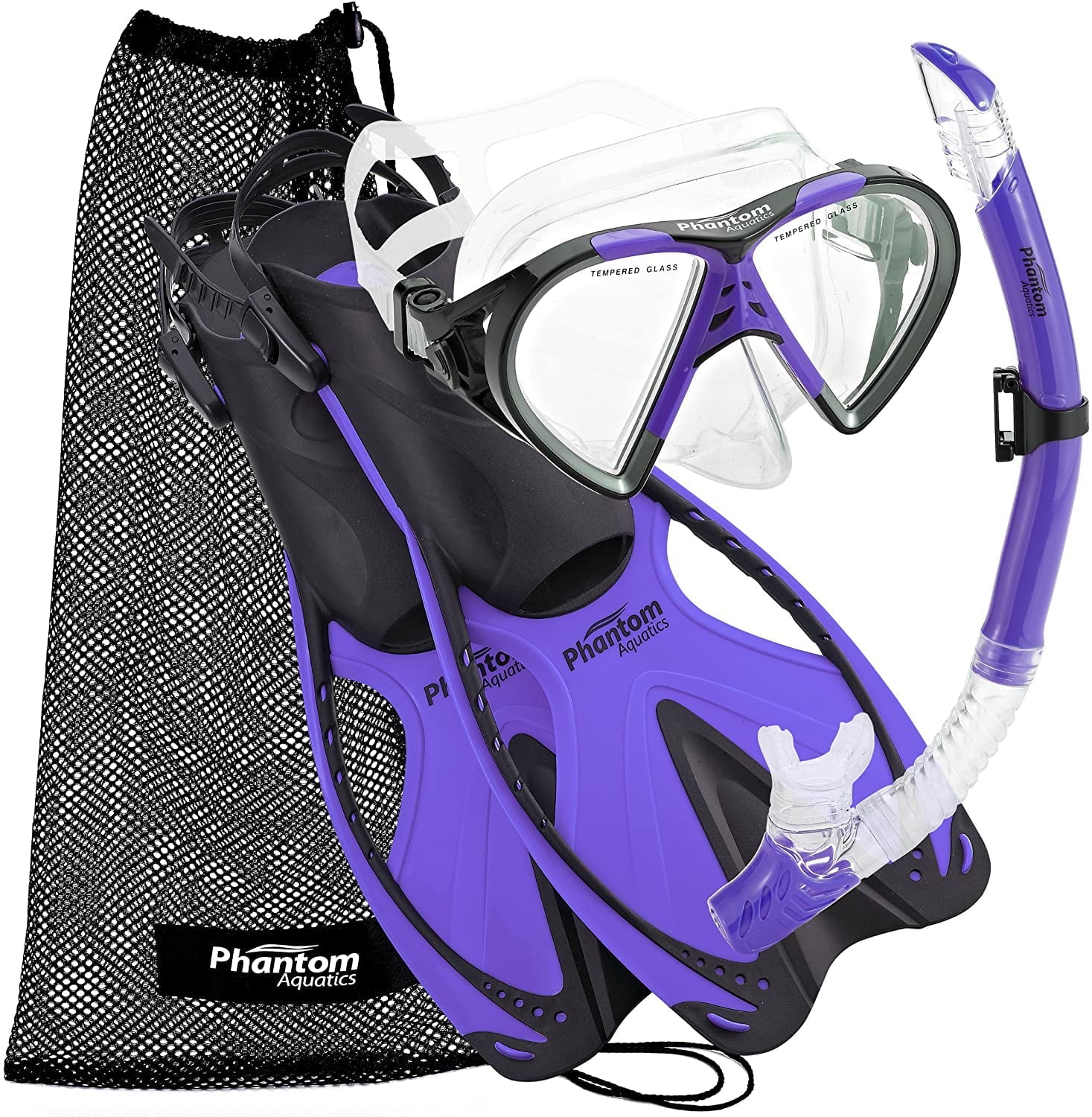 Phantom Aquatics Speed Sport Mask Fin Snorkel Set Adult, Twilight - Large/X-Large/Size 9 to 13