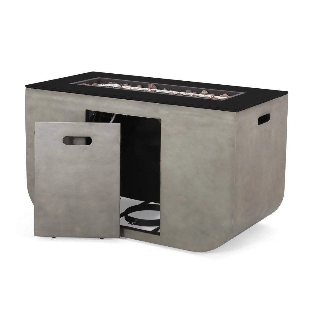 Christopher Knight Home Adio Outdoor 50,000 BTU Modern 40-inch Rectangular Lightweight Concrete and Ceramic Fire Pit Table by