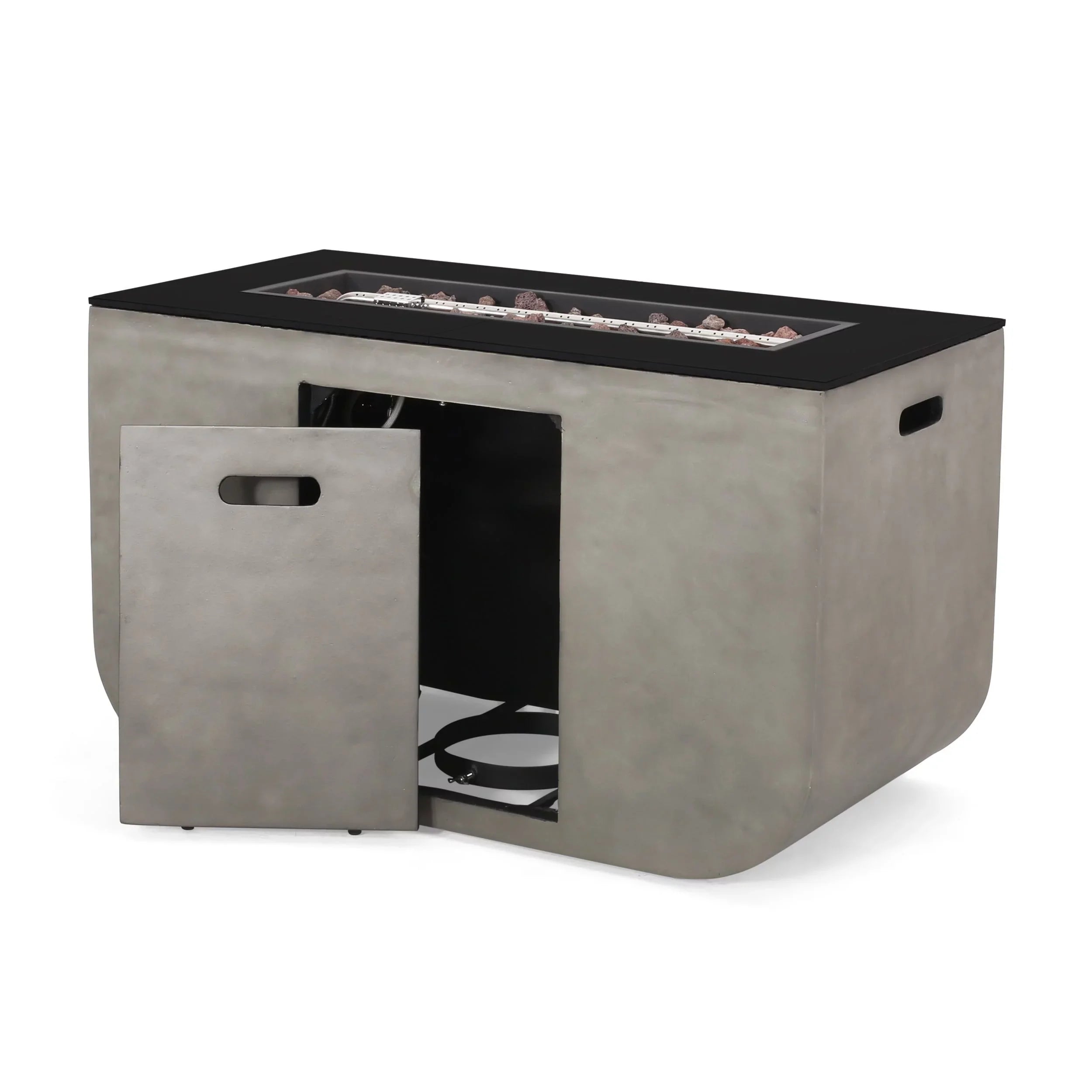 Christopher Knight Home Adio Outdoor 50,000 BTU Modern 40-inch Rectangular Lightweight Concrete and Ceramic Fire Pit Table by