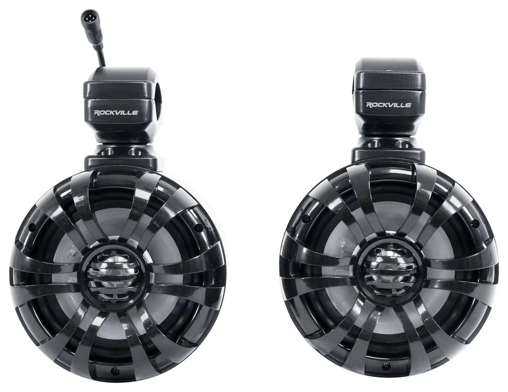 Pair Memphis Audio RNGR65FE Pods+LED Tower Speakers+Amp For 2018+ Polaris Ranger