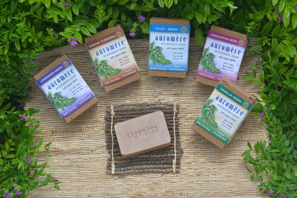 Auromere Ayurvedic Bar Soap, Edge Neem - Eco Final Point Handmade, Vegan, Cruelty Free, Natural, Non Gmo (2.75 Oz), 5 Pack.