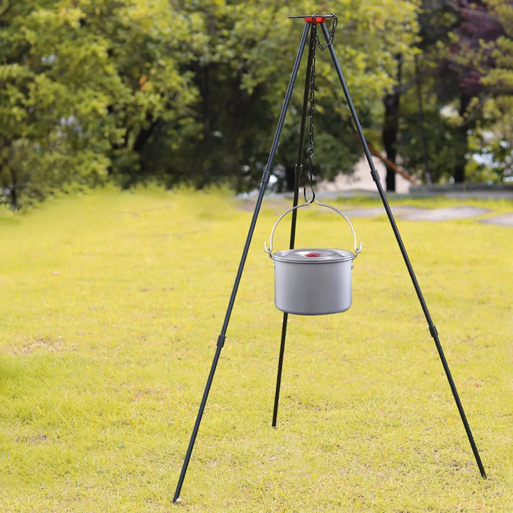 Camping Tripod, Portable Outdoor Cooking Tripod with Adjustable Campfire Picnic ing Pot Grill Stand Aluminum Cookware Accessory , Ebony
