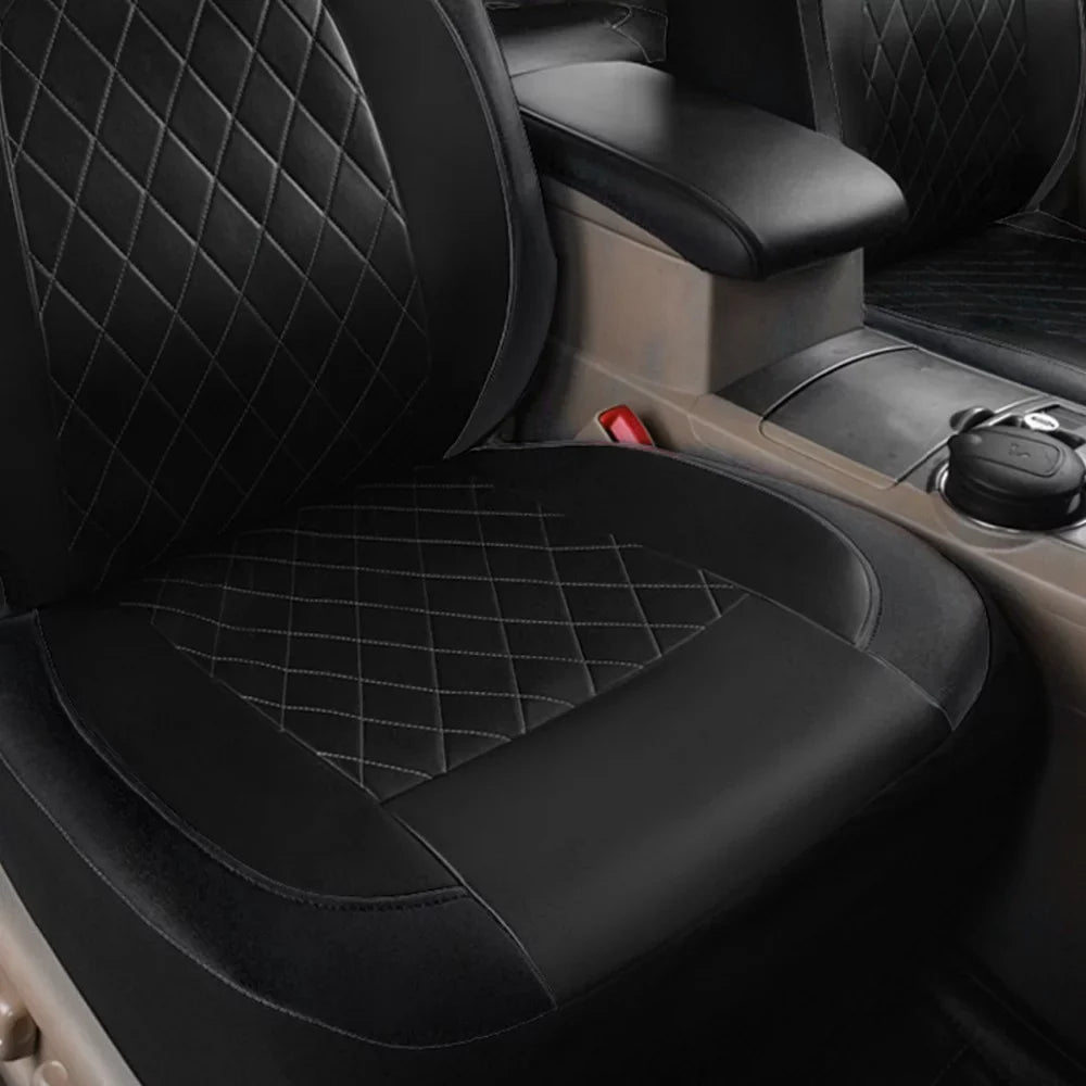 Andoe 9 Pcs Car Seat Cover, 5 Seats PU Leather Universal Seat Cover Full Set Auto Interior Accessories for Auto Trucks Van SUV