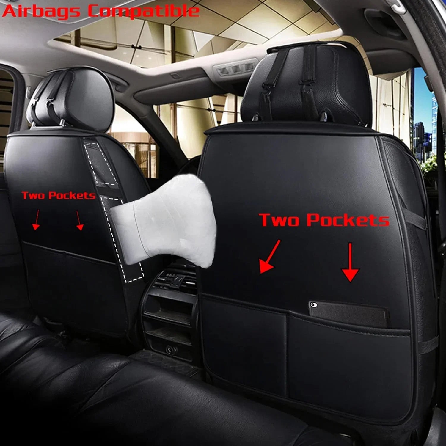 KABUQI Guc ci,same model Termination Luxury Seat Covers Full Set Leather Fit Automotive Seat Covers & Accessories for 5 Seat Cars SUV Pick-up Trucks, Pillows and Steering Wheel Cover Included(Gray)