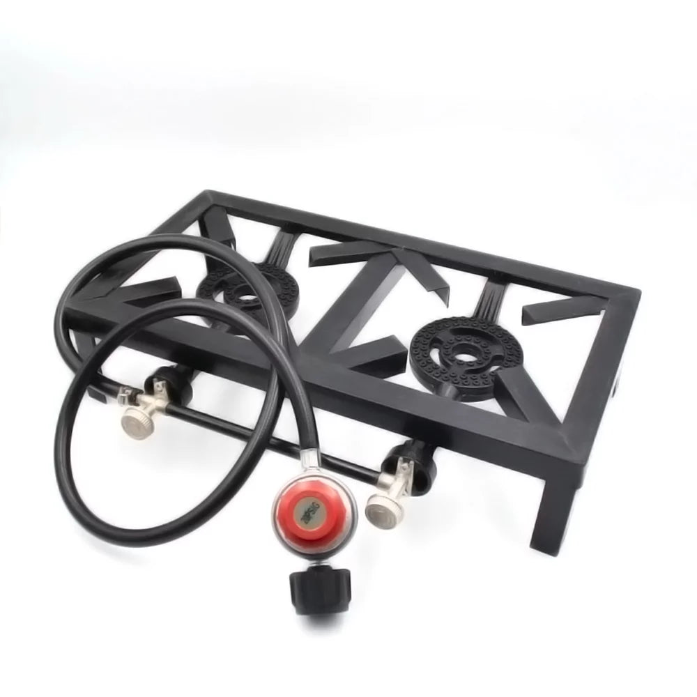 Htovila Propane Gas Double Cast Iron Stove for Patio Camping BBQ Cooking (Standard), Furnace for Excursions