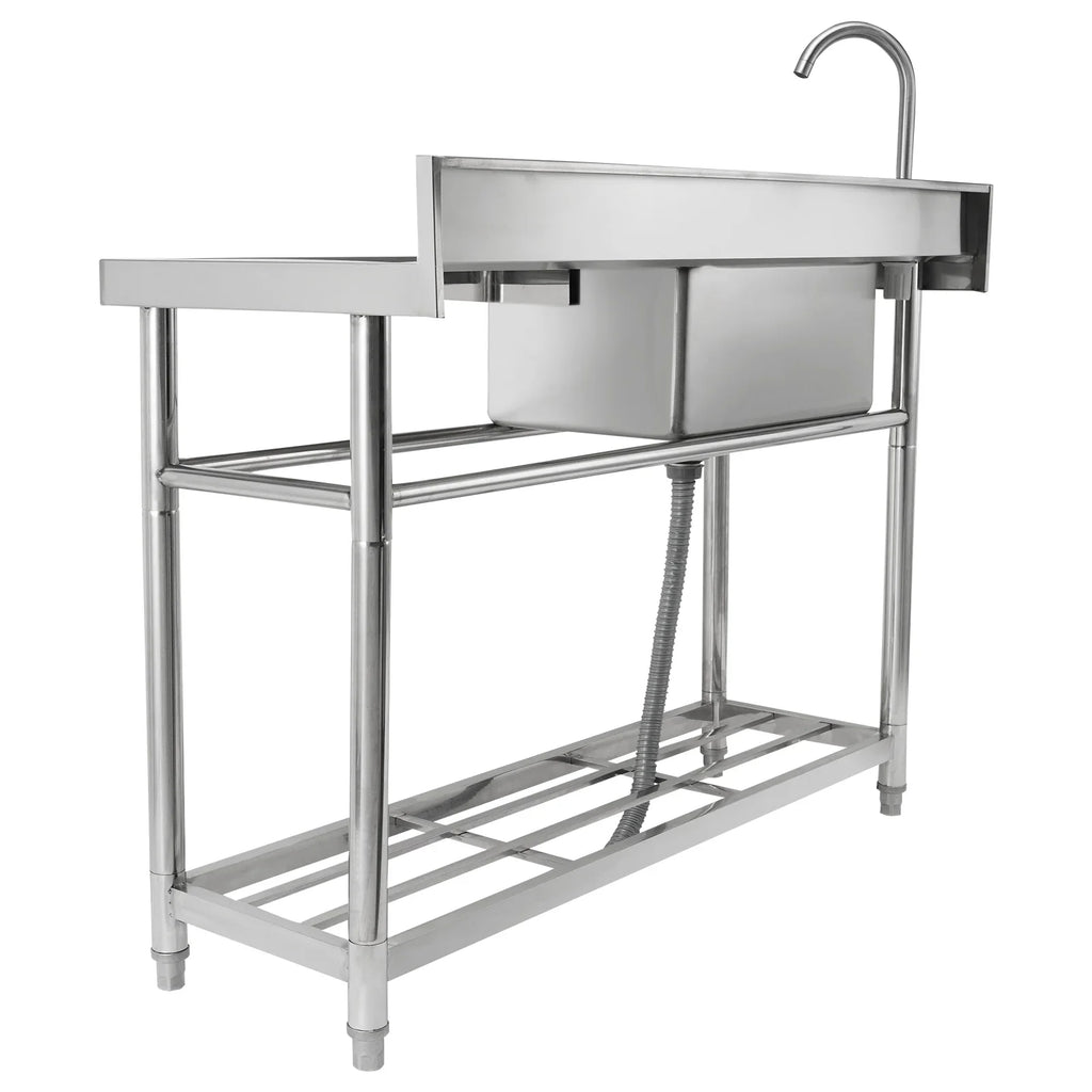 BENTISM Stainless Steel Utility Sink Single Bowl w/Workbench 47.2x19.7x37.4 in