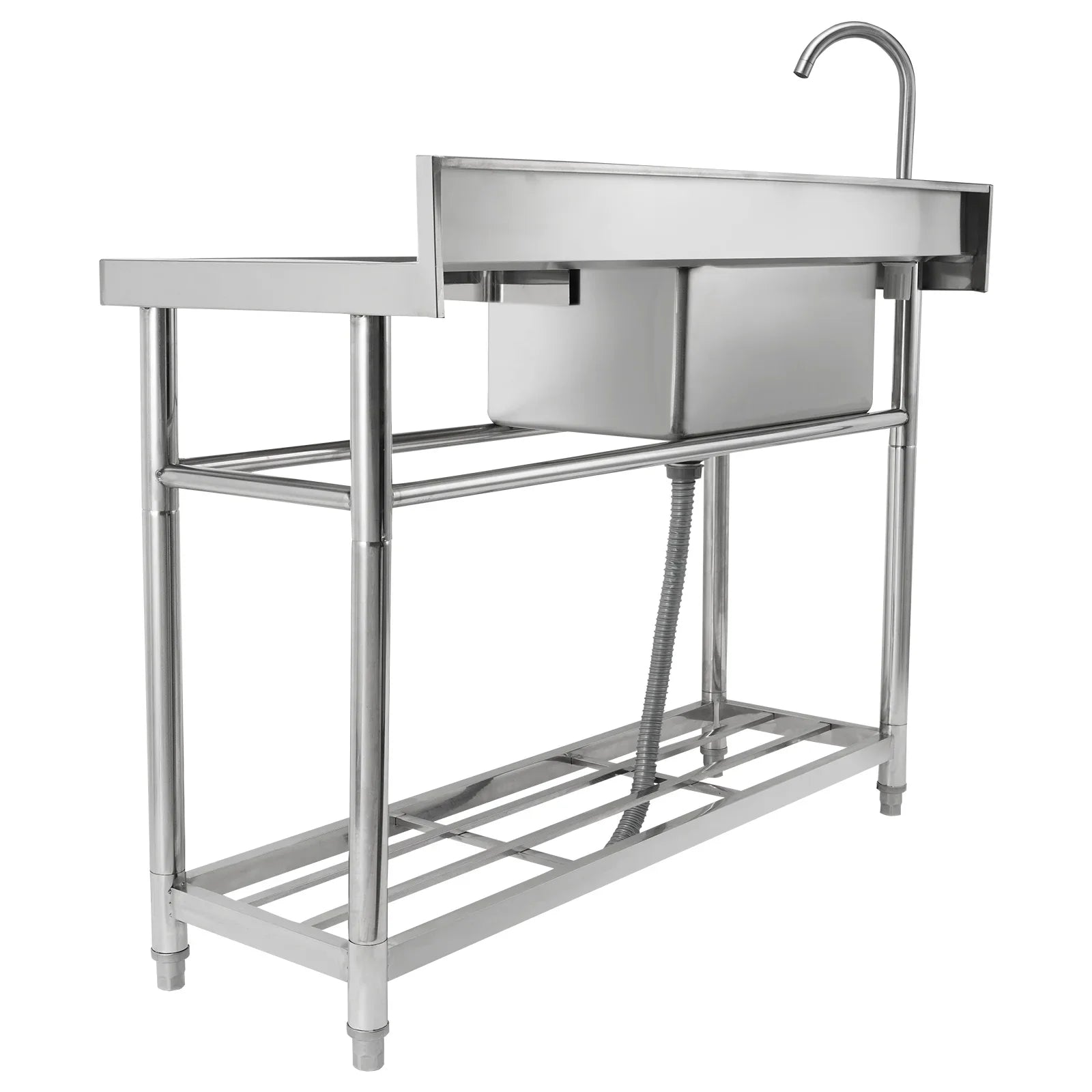 BENTISM Stainless Steel Utility Sink Single Bowl w/Workbench 47.2x19.7x37.4 in