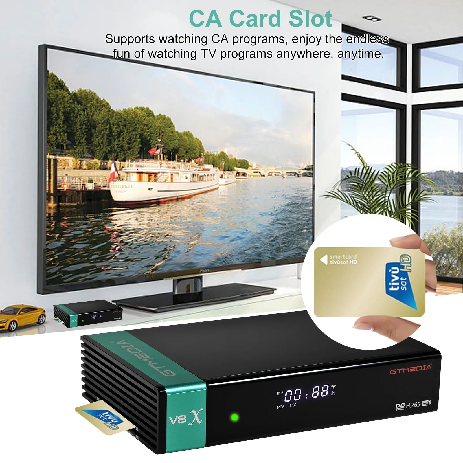 GTMEDIA V8X LA DVB-S/S2X Signal Receiver, Built-in 2.4G WiFi, CA Card Slot