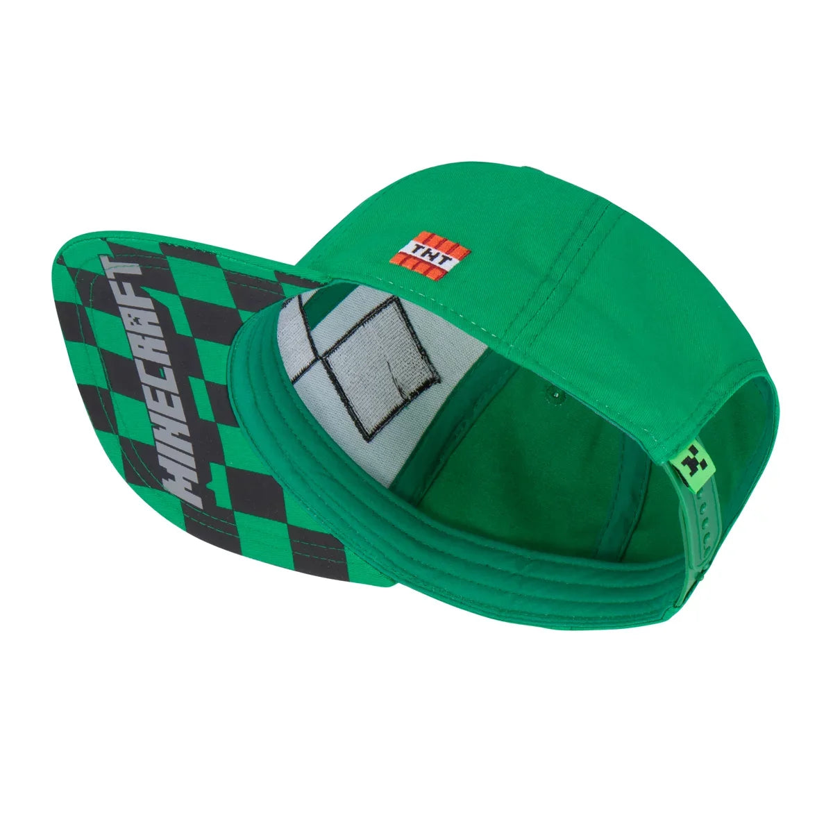 Minecraft Snapback Baseball Hat for Youth Boys or Girls - Green Creeper Face Mob, One Size