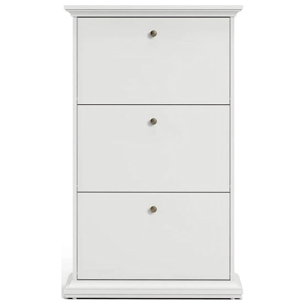 Allora Contemporary 3 Drawer Wood Shoe Cabinet in White