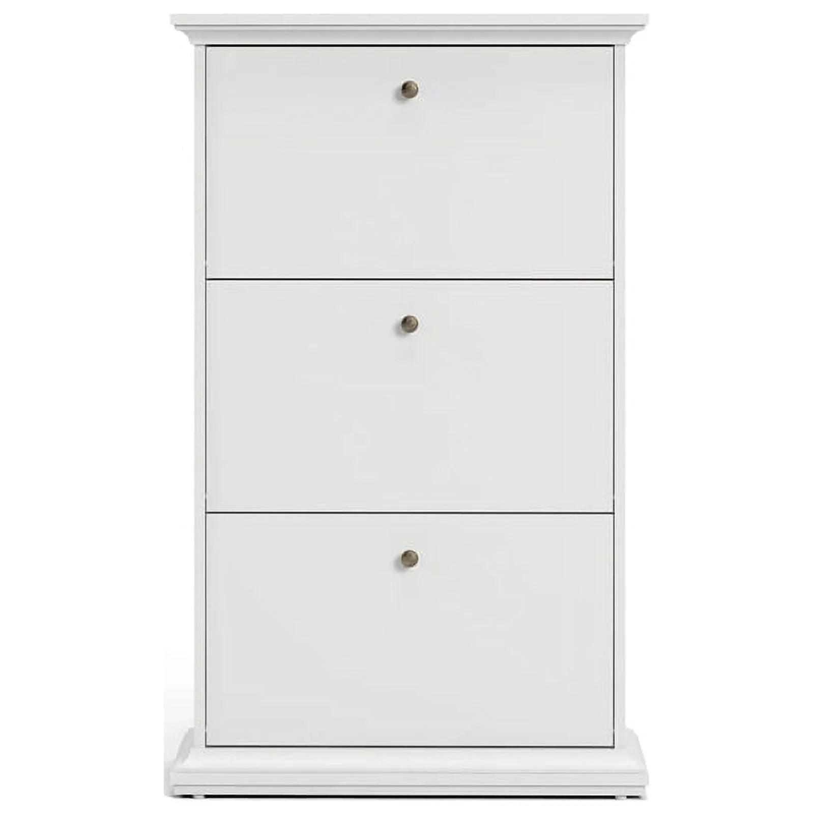 Allora Contemporary 3 Drawer Wood Shoe Cabinet in White