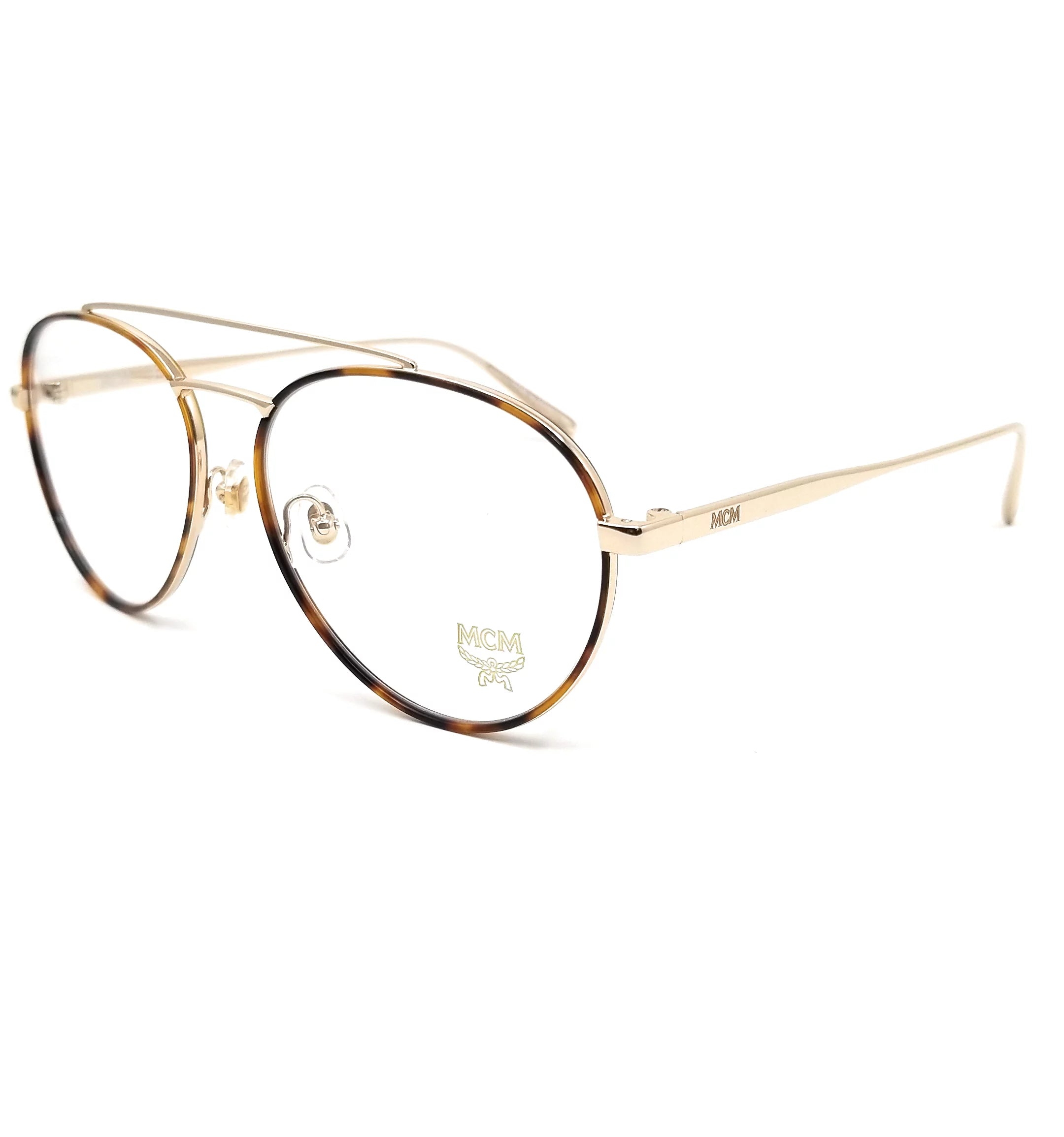 MCM Eyeglasses 2121 723 Shiny Gold-Havana Aviator Unisex 55x16x145