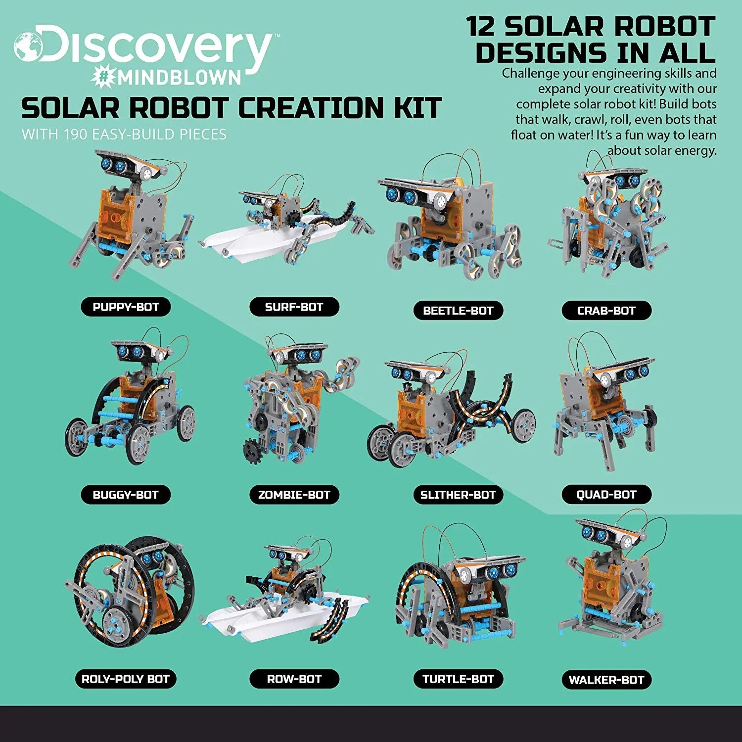 Discovery Kids Mindblown STEM 12-in-1 Solar Robot