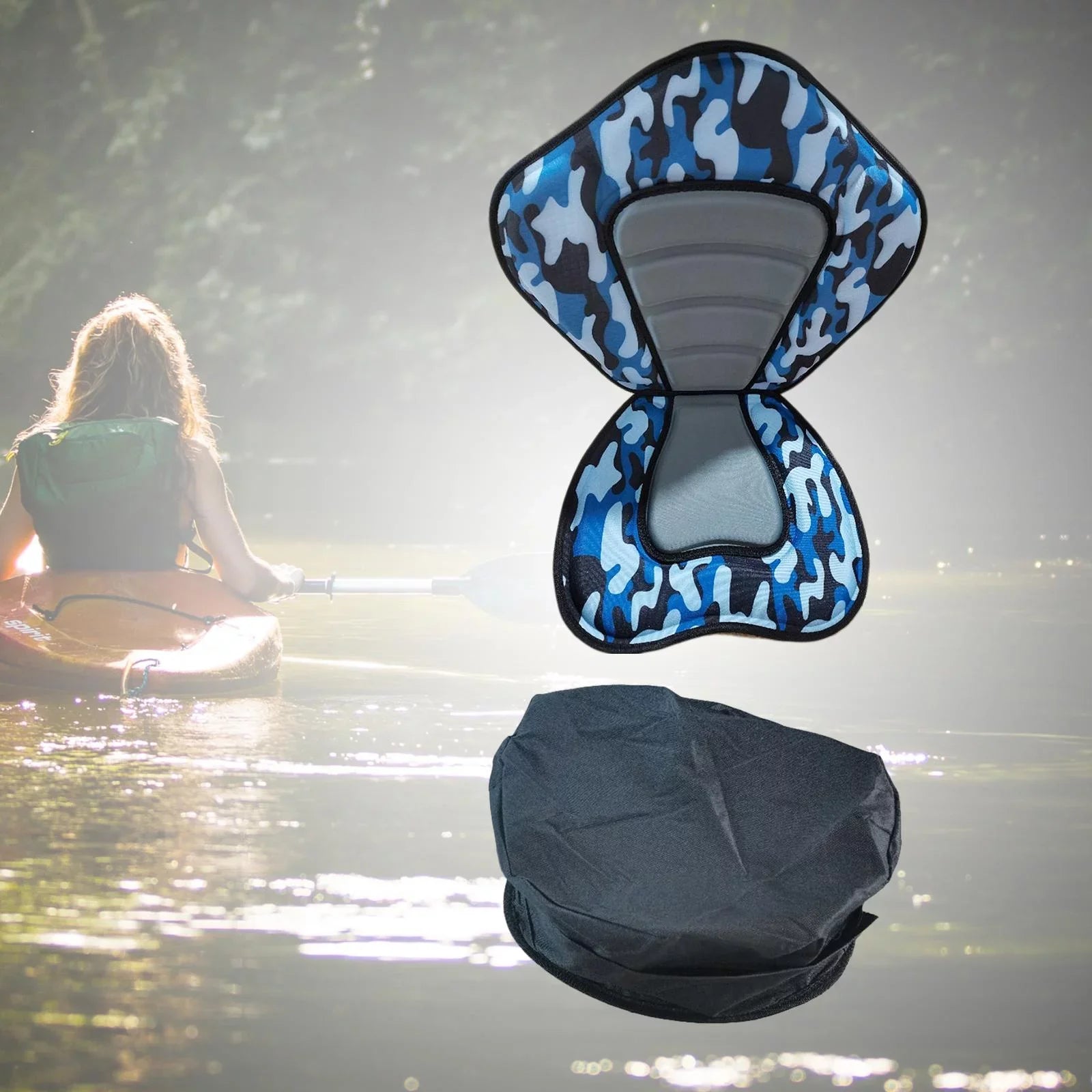 Kayak Seat Back Support Sitting Pad Adjustable Strap Bleacher Chair Detachable Stand up Paddleboard Seat Fishing Boat Seat for Kayaks Canoes