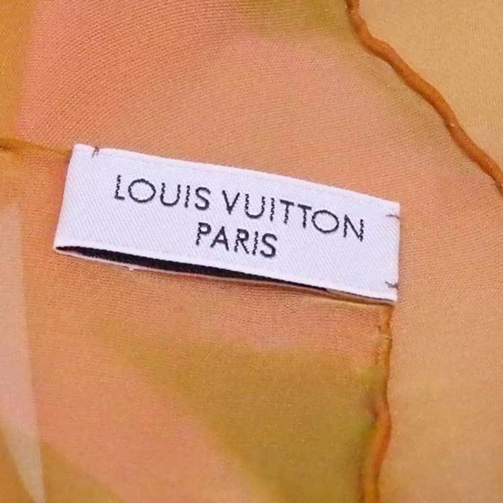 Pre-Owned Louis Vuitton Scarf LV Logo Orange x Yellow Green 100% Silk Individuals (Good)