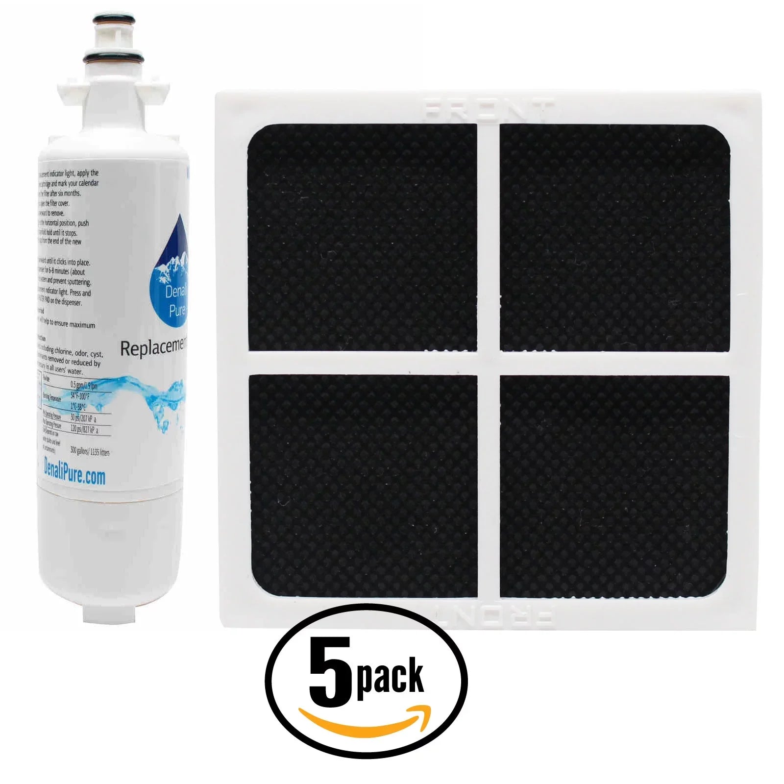 5-Pack People Kenmore 79572059110 Refrigerator Water & Air Filter Kit - Compatible Kenmore LT700P & LT120F Fridge Filter - Denali Pure Brand