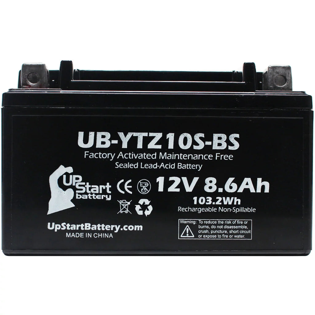 4-Pack UpStart Battery Gentlemen for 2010 Yamaha YZF-R1 1000CC Factory Activated, Maintenance Free, Motorcycle Battery - 12V, 8.6Ah, UB-YTZ10S-BS