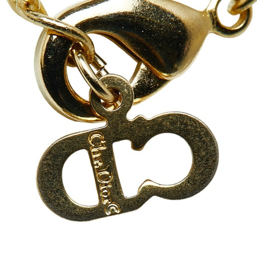 Pre-Owned Christian Dior Dior Heart Rhinestone Necklace Gold Plated Gentlemen (Good)