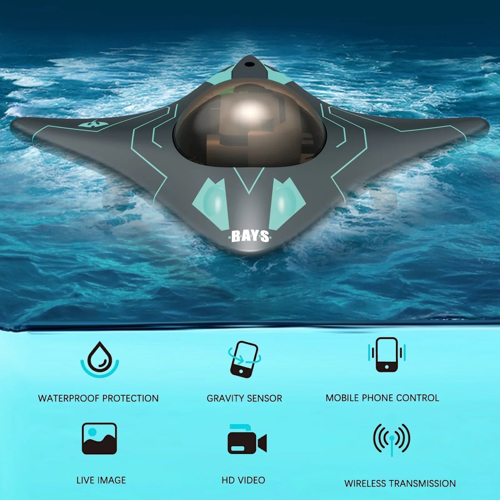moobody WiFi Remote Control Boat for Children Toy Midnight