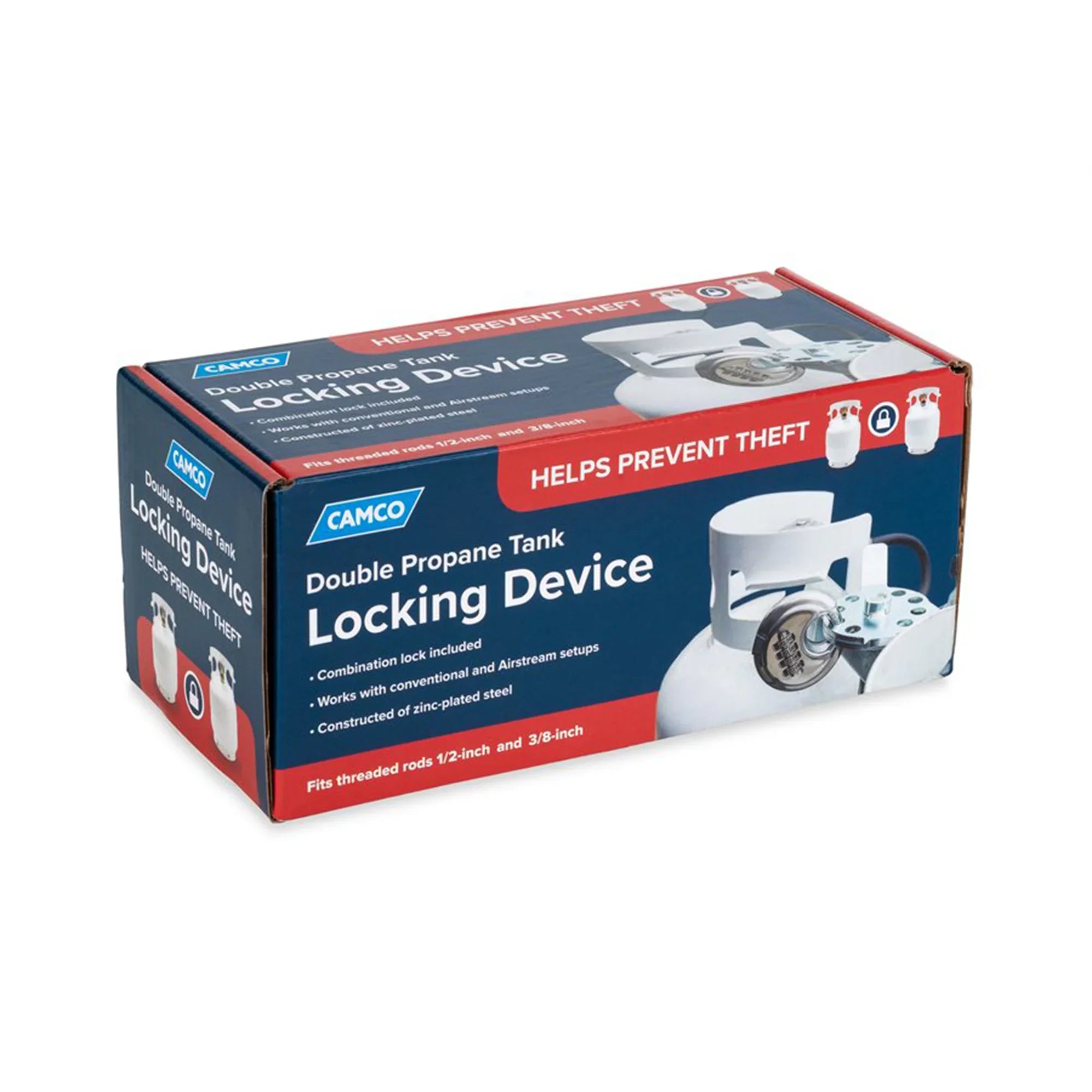 Camco Camper/RV Double Propane Tank Locking Device | Features a Combination Lock for Keyless Access & Heavy-Duty Steel Design (40590)