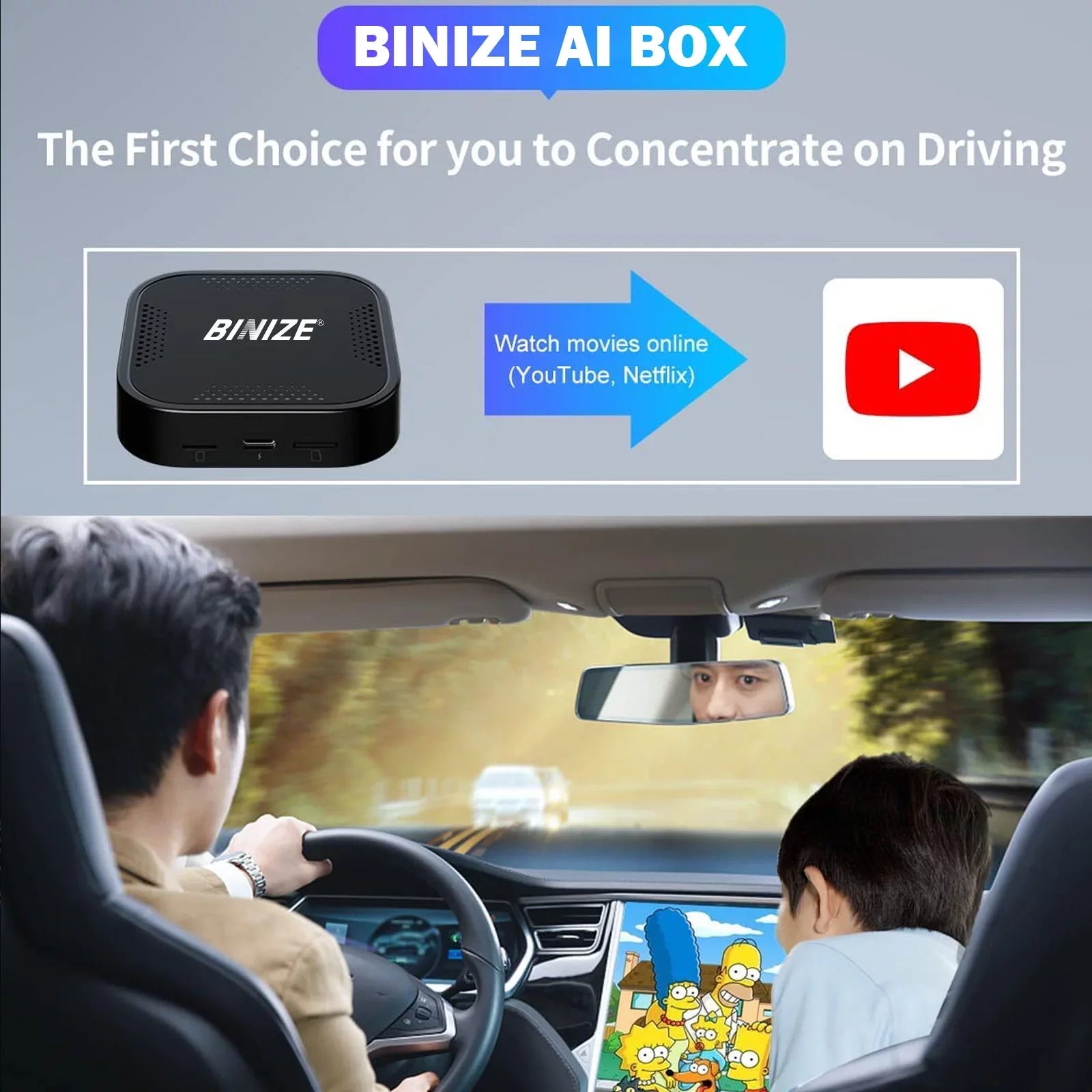 BINIZE ai Box Android Auto Wireless 4G Cellular,4+64G,8Core, Only Fit for Cars with OEM/Factory Wired CarPlay,Wireless CarPlay&Android System,Built-in Navigation,Support YouTube Netflix,etc