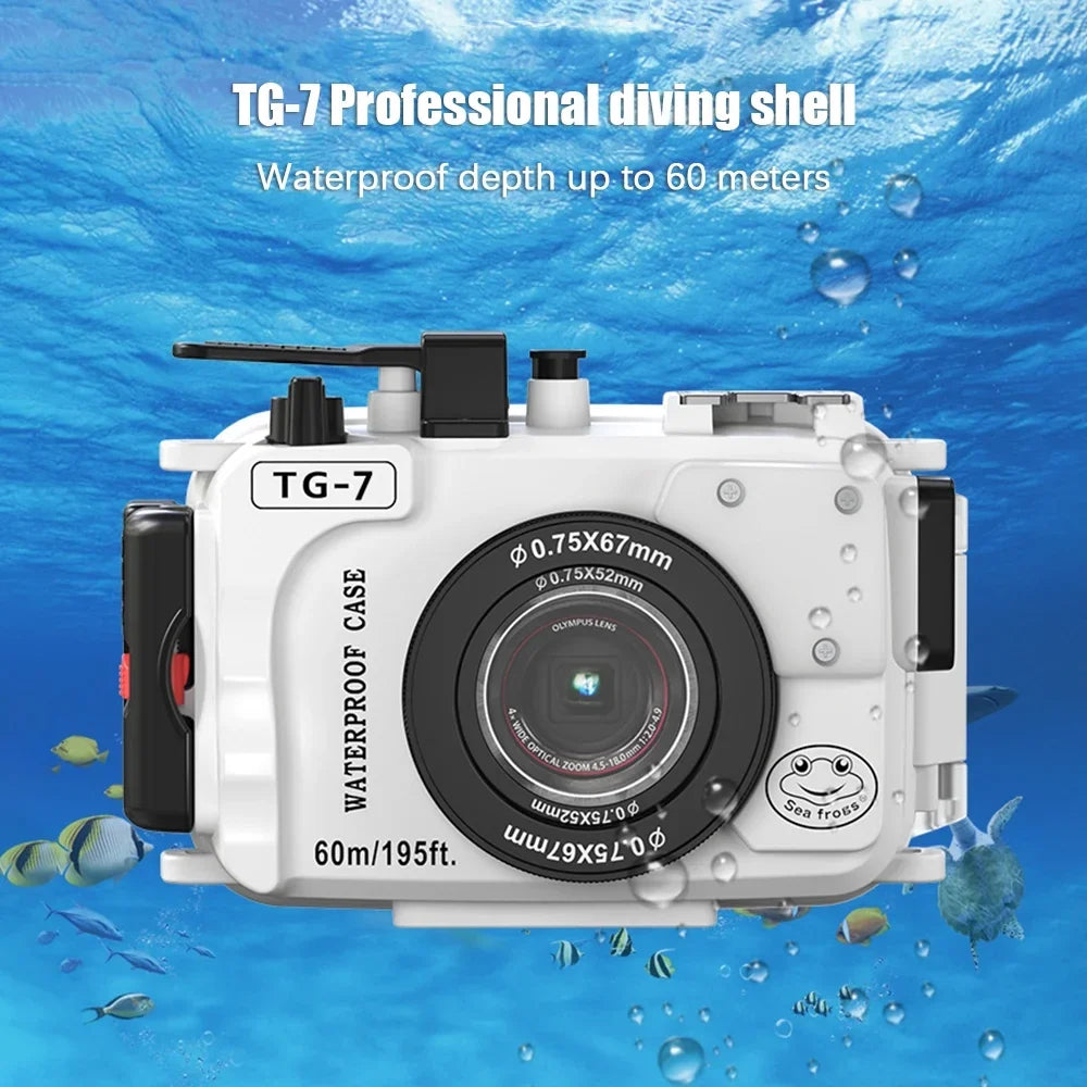 GoolRC TG 7 Camera Housing Case, Underwater 60m Diving Protective Case with Adapter
