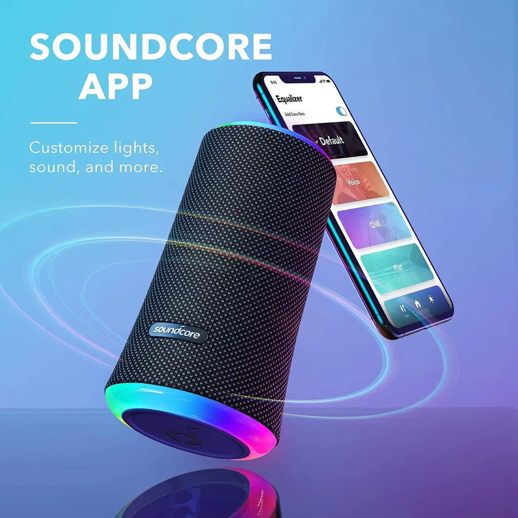 Restored Soundcore by Anker Flare 2 Wireless Portable Waterproof Bluetooth Speaker Midnight (Refurbished)