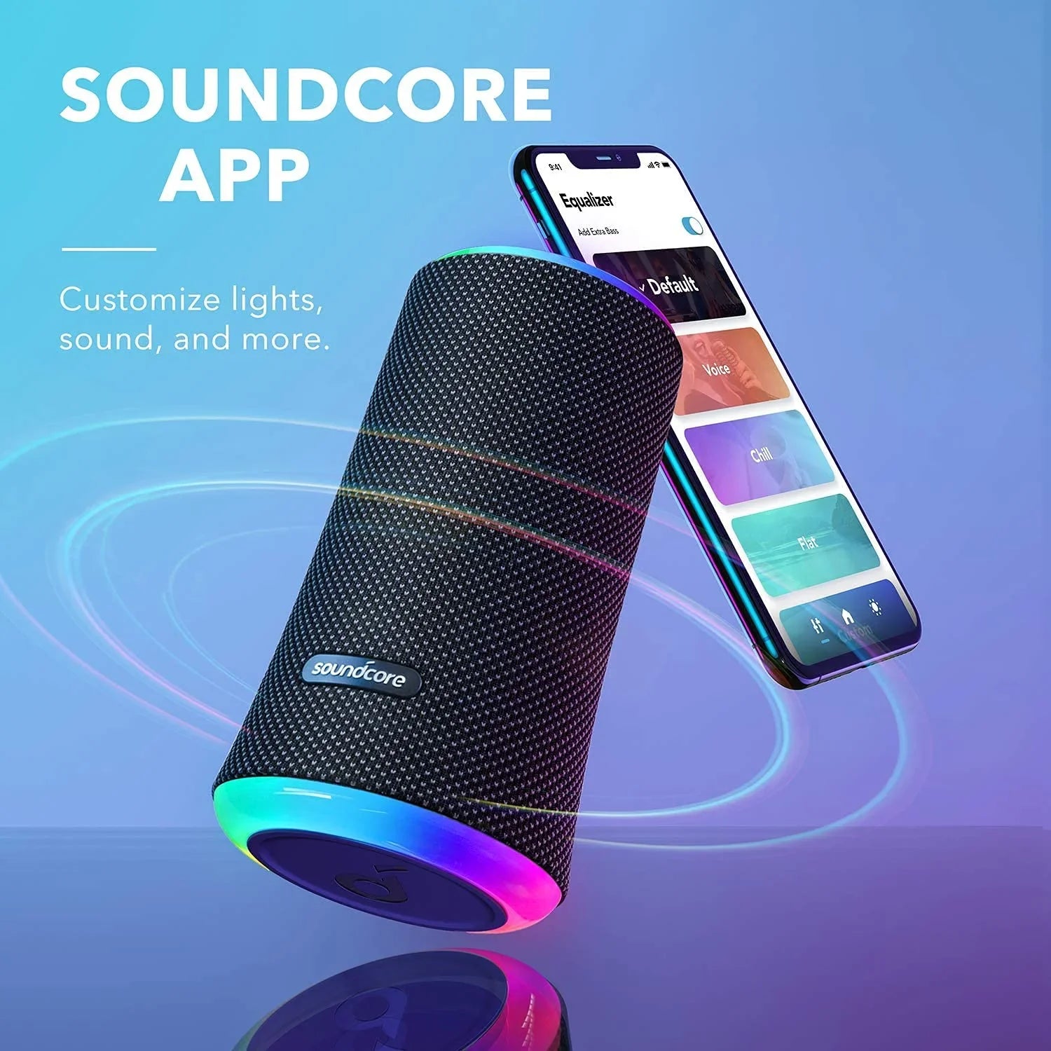 Restored Soundcore by Anker Flare 2 Wireless Portable Waterproof Bluetooth Speaker Midnight (Refurbished)