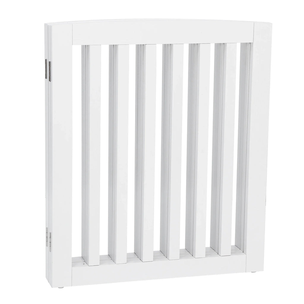 ZENY 4 Panels Foldable Pet Gate Entryway Dog Fence MDF Frame with 8 Protectors, White