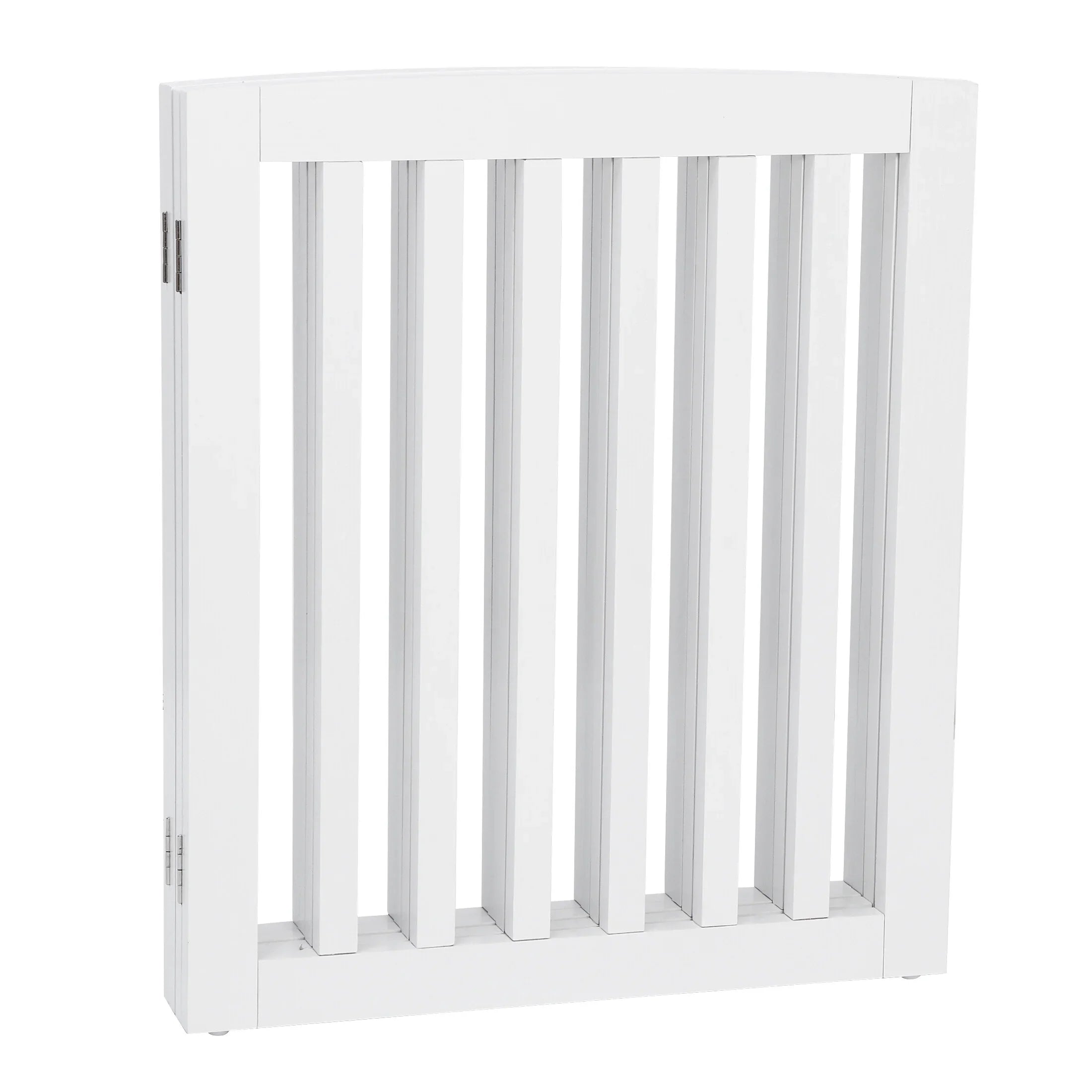 ZENY 4 Panels Foldable Pet Gate Entryway Dog Fence MDF Frame with 8 Protectors, White