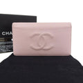 Pre-Owned Chanel CHANEL logo here mark bi-fold long wallet caviar skin pink A48651 16 series (Good)