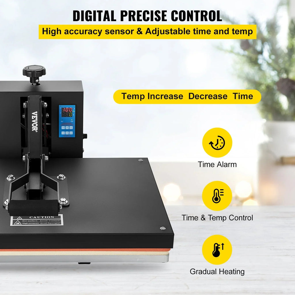 VEVOR 16x24 Heat Press Machine 1700W Power, Industrial Sublimation Printer for TShirt and Heat Transfer Vinyl, Easy to Use Digital Heat Press Ebony