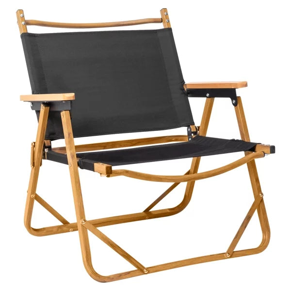 Fithood 53*55*61cm Medium Size Aluminum Frame 600D Ebony Oxford Cloth Bearing 100kg Imitation Wood Grain Spray Paint Camping Chair Ebony
