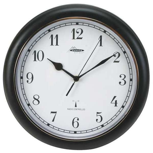 1Pack ZoroSelect 2CJA3 12-1/8" Analog Mineral Atomic Wall Clock, Ebony