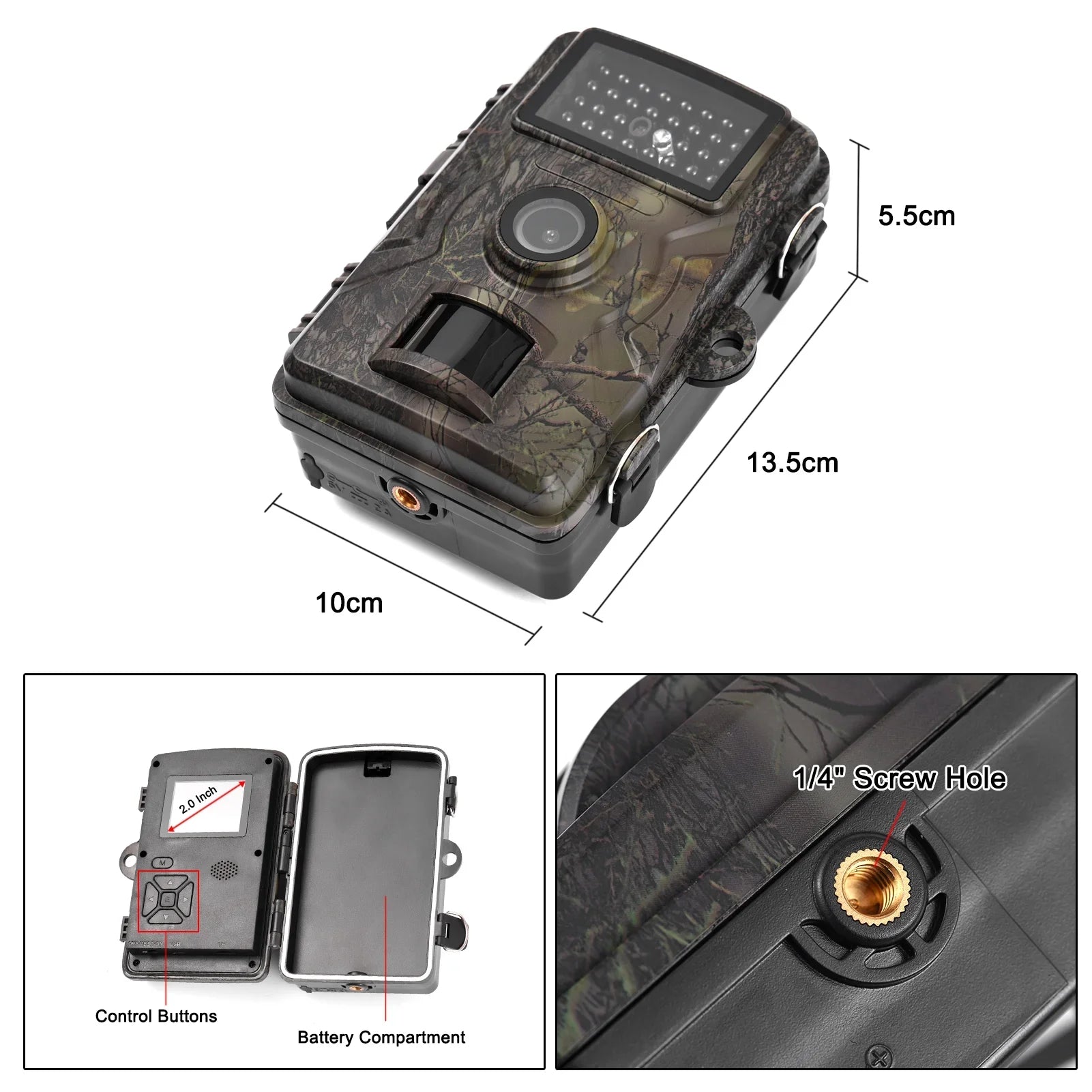 Andoer 1080P Trail 16MP Wildlife Tracking with 2.0 Inch TFT Color Screen 0.8s Trigger Time Supports Infrared Night Vision Motion Activated IP66 Waterproof