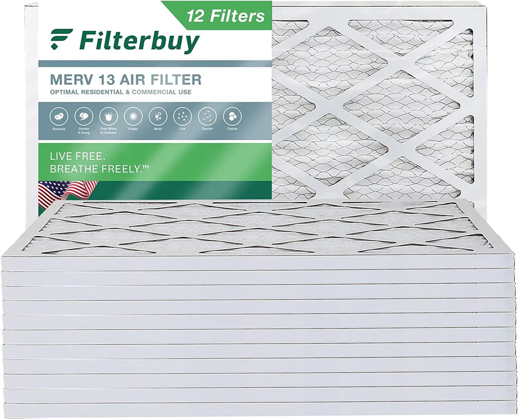 Filterbuy 12x24x1 MERV 13 Pleated HVAC AC Furnace Air Filters (12-Pack)