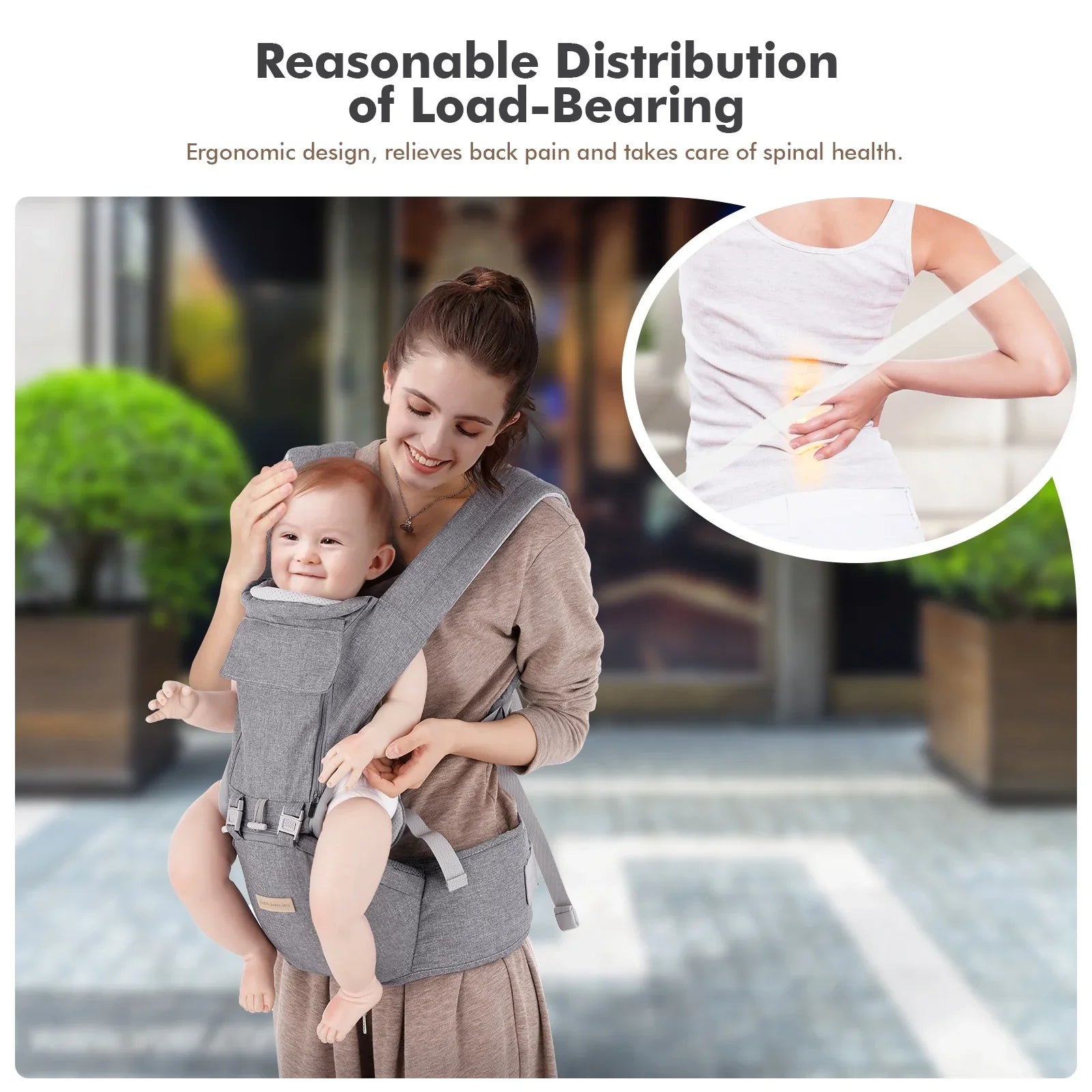 Baby Carrier Newborn to Toddler 9-in-1 Toddler Carrier with Hip Seat Lumbar Support All Seasons & Positions Perfect for Hiking Shopping Travelling 3-36 Months 7-40lbs Grey 1.95 Pound