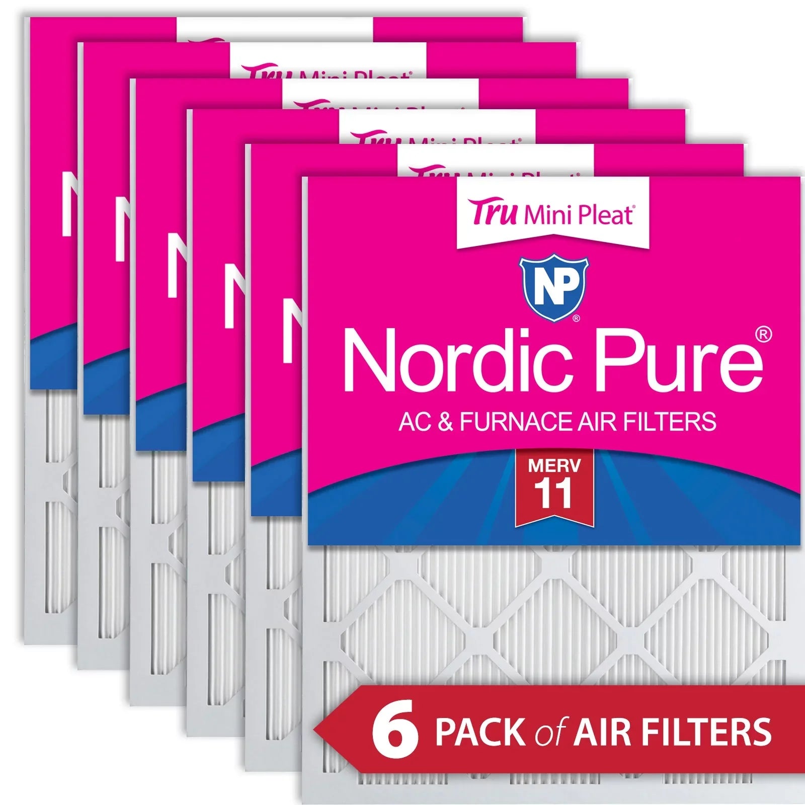 15x20x1 (14_1/2x19_1/2) Nordic Pure Tru Mini Pleat MERV 11 Air Filters 6 Pack
