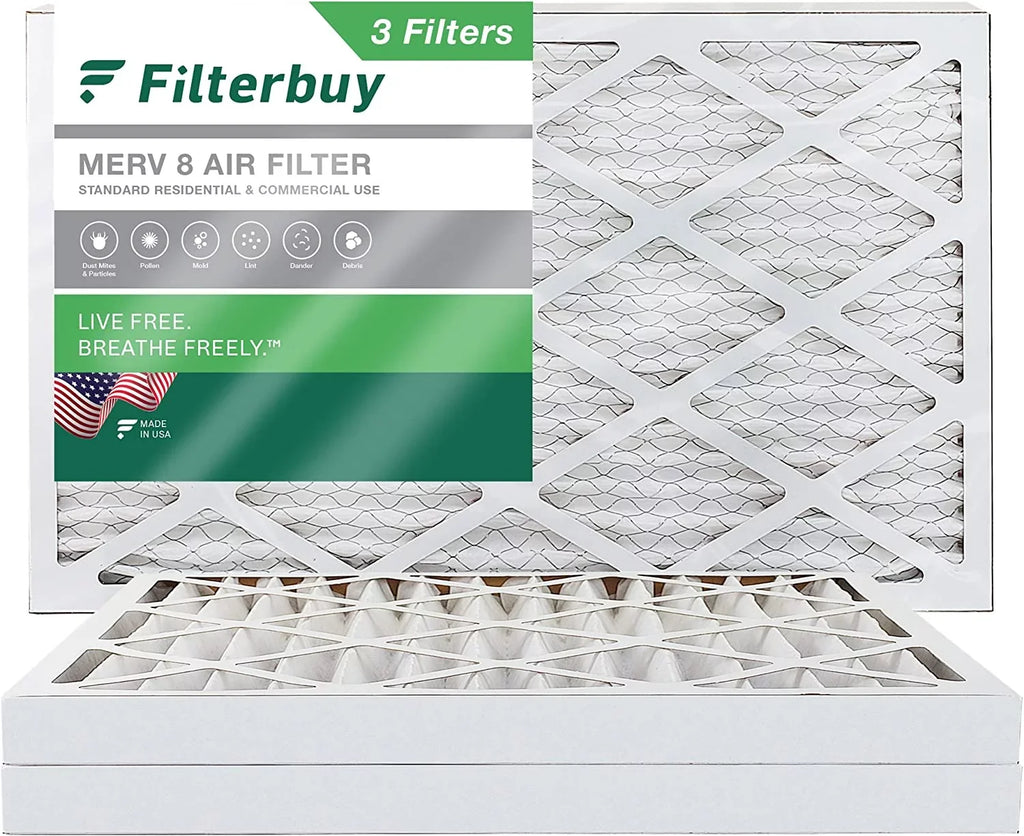 Filterbuy 20x32x2 MERV 8 Pleated HVAC AC Furnace Air Filters (3-Pack)