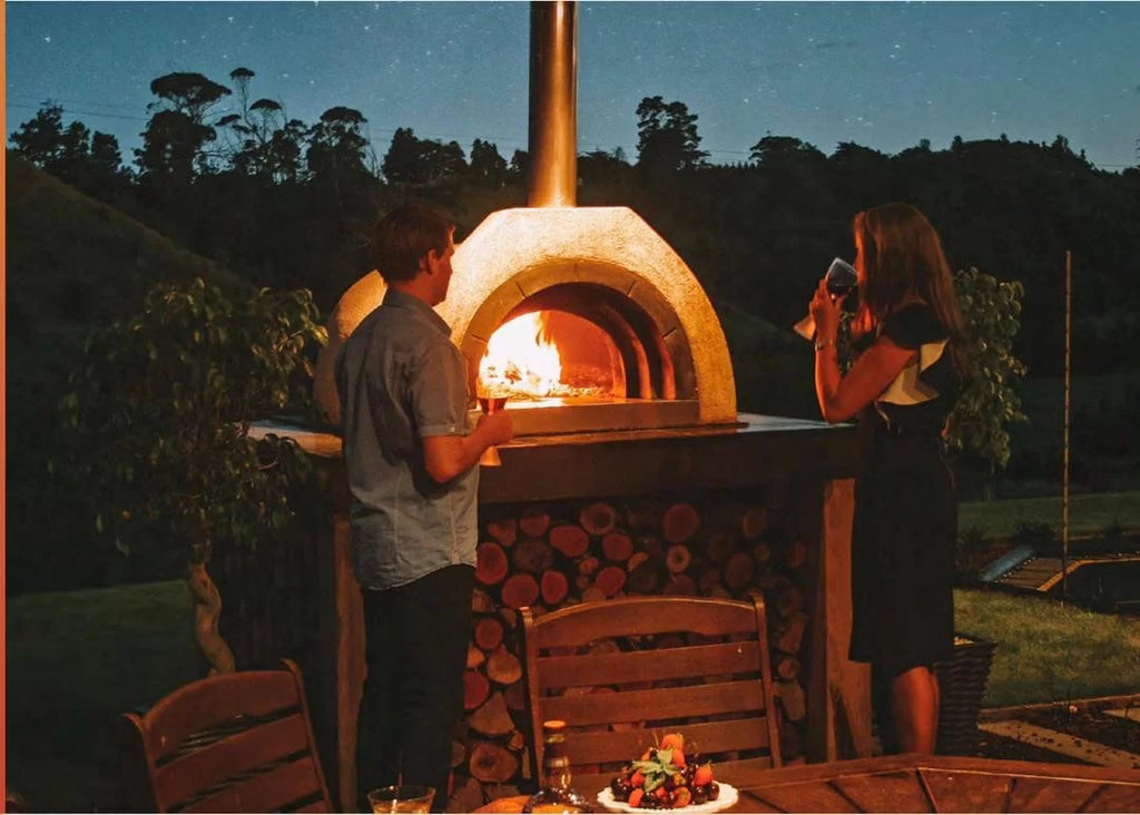 Tiled People Outdoor Pizza Oven / Clay Wood Fired Pizza Ovens with White Penny / Circle Mosaic Tiles - OP81