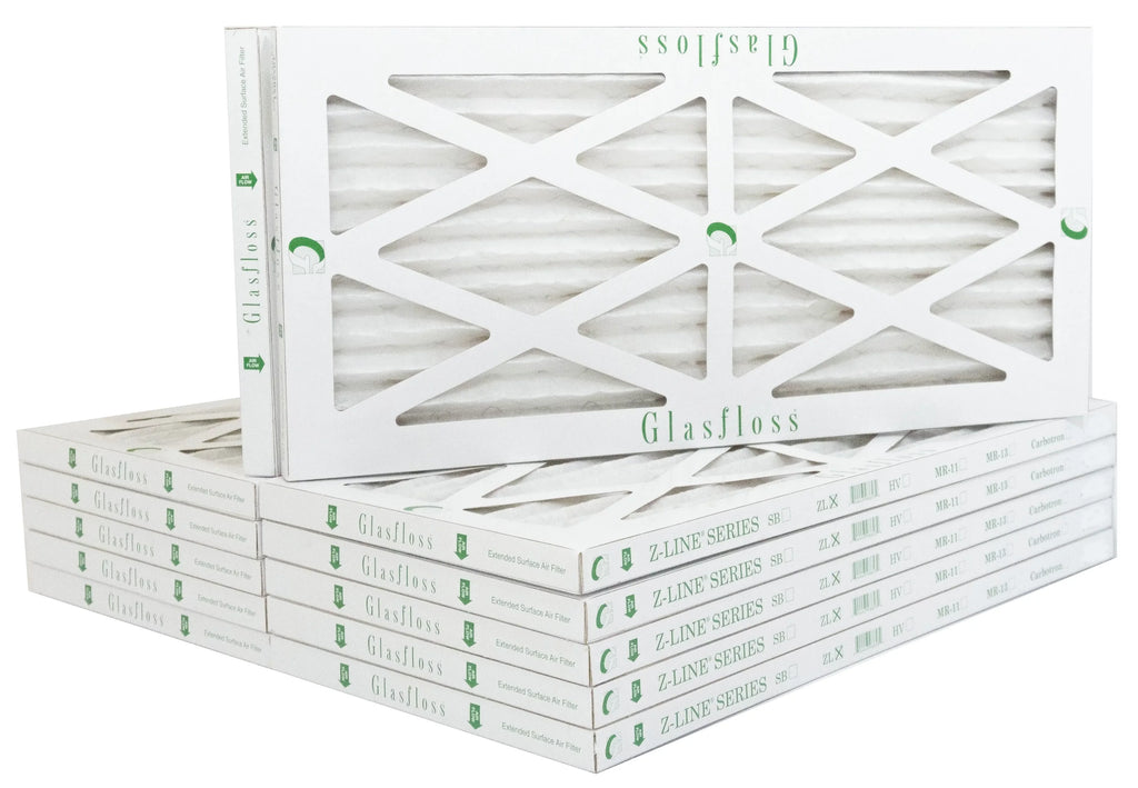 Glasfloss 22x28x1 - MERV 10 -Qty:12 - Furnace Air Filter - Made in USA (Actual Size: 21.5 x 27.5x7/8 inch)