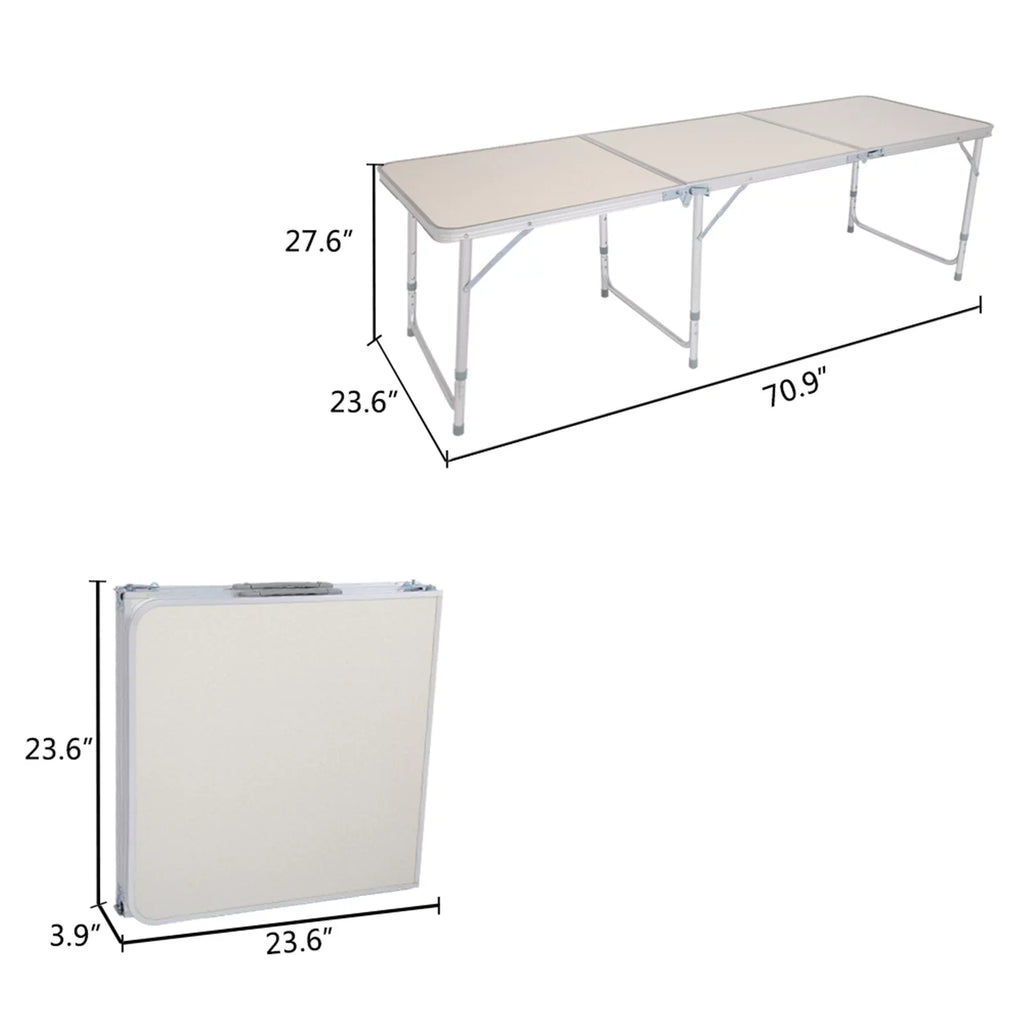 Folding Table, Aluminum Alloy Table for Indoor, Outdoor White