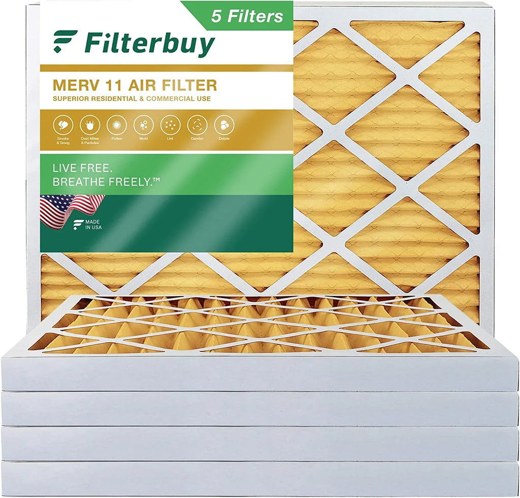 Filterbuy 16x18x2 MERV 11 Pleated HVAC AC Furnace Air Filters (5-Pack)