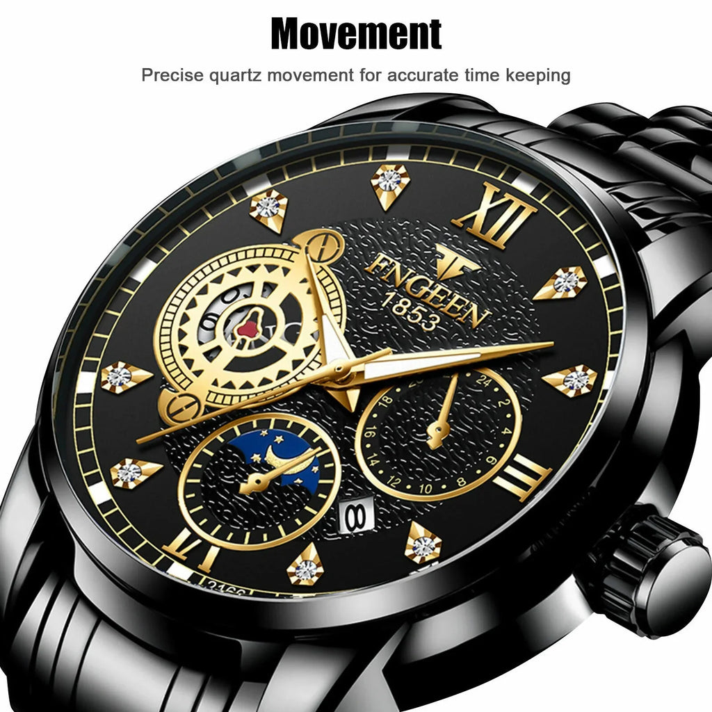 Waterproof People Watch Stainless Steel Crystal Luminous Classic Wristwatch Luxury