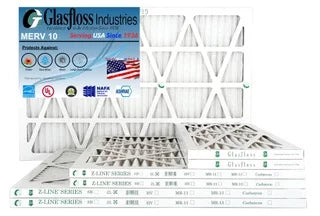 Glasfloss 15x30x1 - MERV 10 -Qty:4 - Furnace Air Filter - Made in USA (Actual Size: 14.5 x 29.5x7/8 inch)