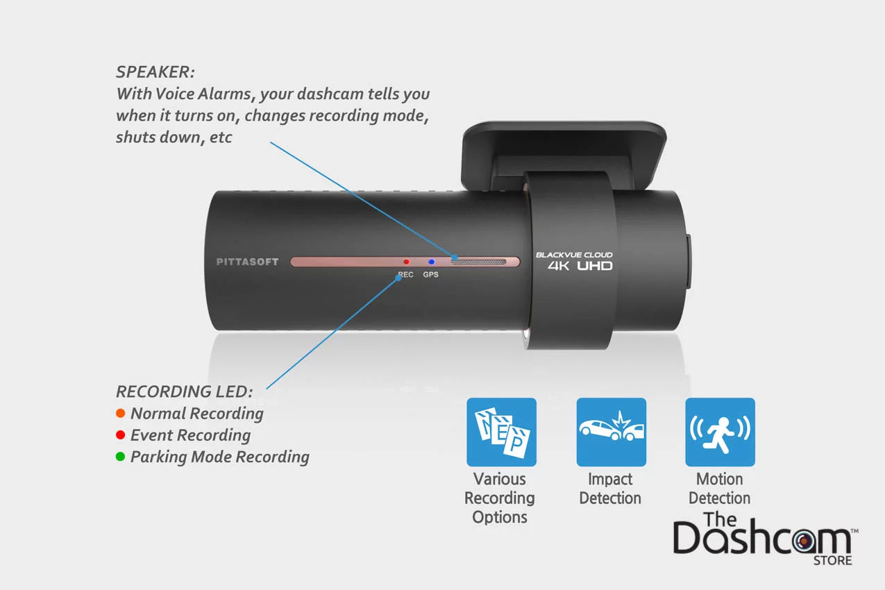 Midnight DR900S-2CH Dual Lens 4K GPS WiFi Cloud-Capable Dashcam for Front and Rear w/ 64 GB Memory Card
