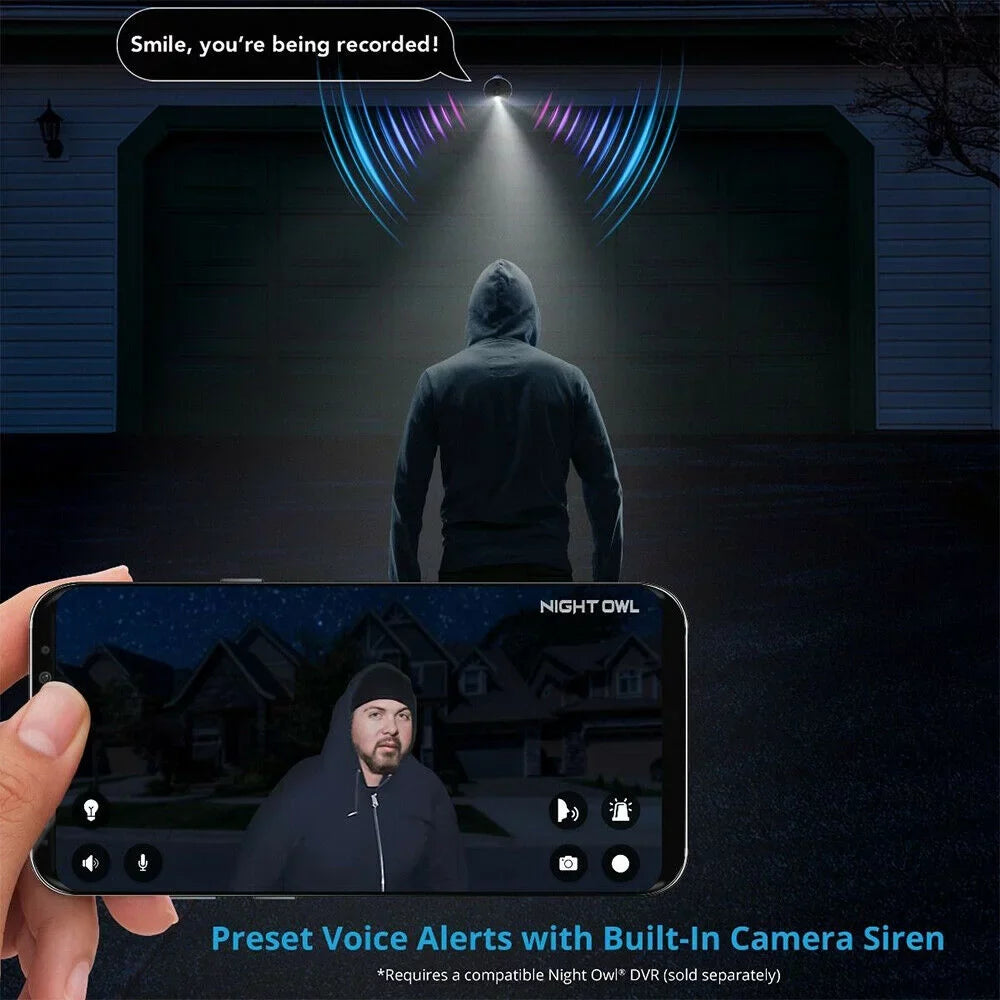 Night Owl 4K Ultra HD Wired Indoor/Outdoor Built-in Motion-Activated Spotlights