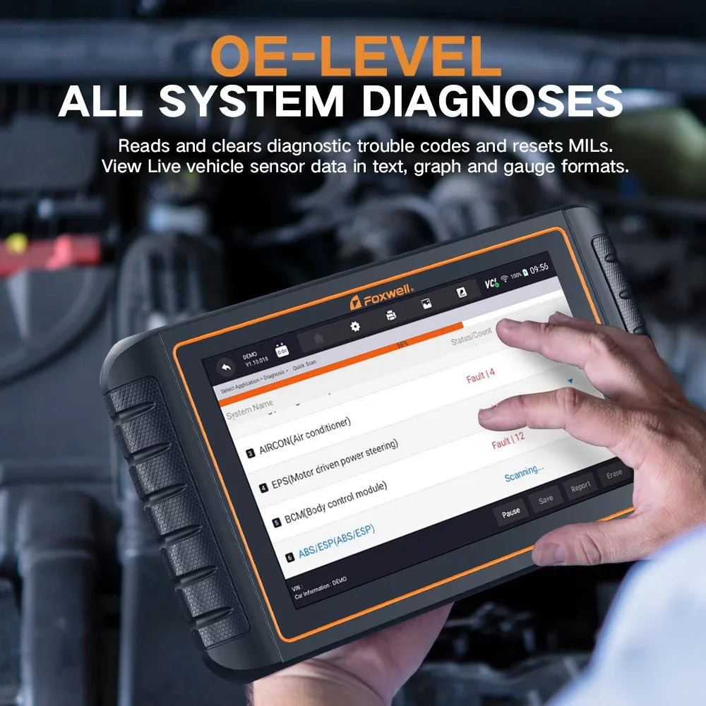 Foxwell GT75TS OBD2 Scanner Automotive Bidirectional Diagnostic Tool Professional ECU Coding Active Test TPMS Programming Tool Car Code Reader All System Scanner with 36 Reset Services EOBD OBD Tool