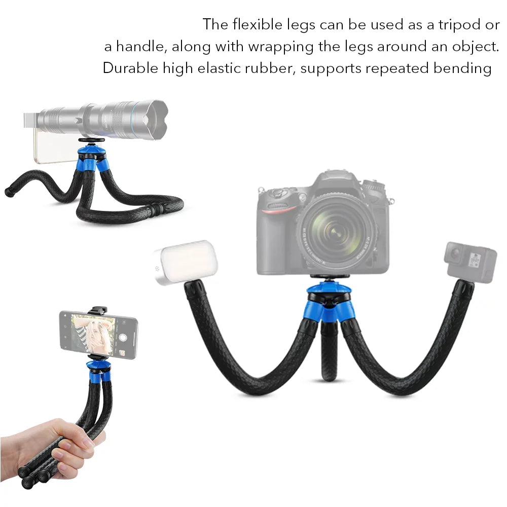 APEXEL APL-JJ07 Detachable Flexible Octopus Tripod Portable Travel Mobile Phone Tripod with Foldable Phone Clip Compatible with DSLR Max Load 3kg