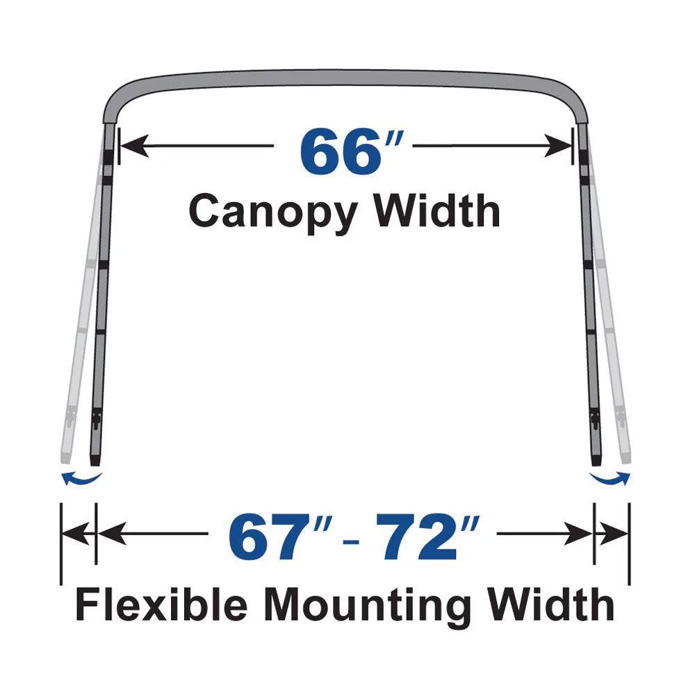 Bimini Top Boat Cover 4 Bow 46" H 67" - 72" W 8' Long Solution Dye Midnight
